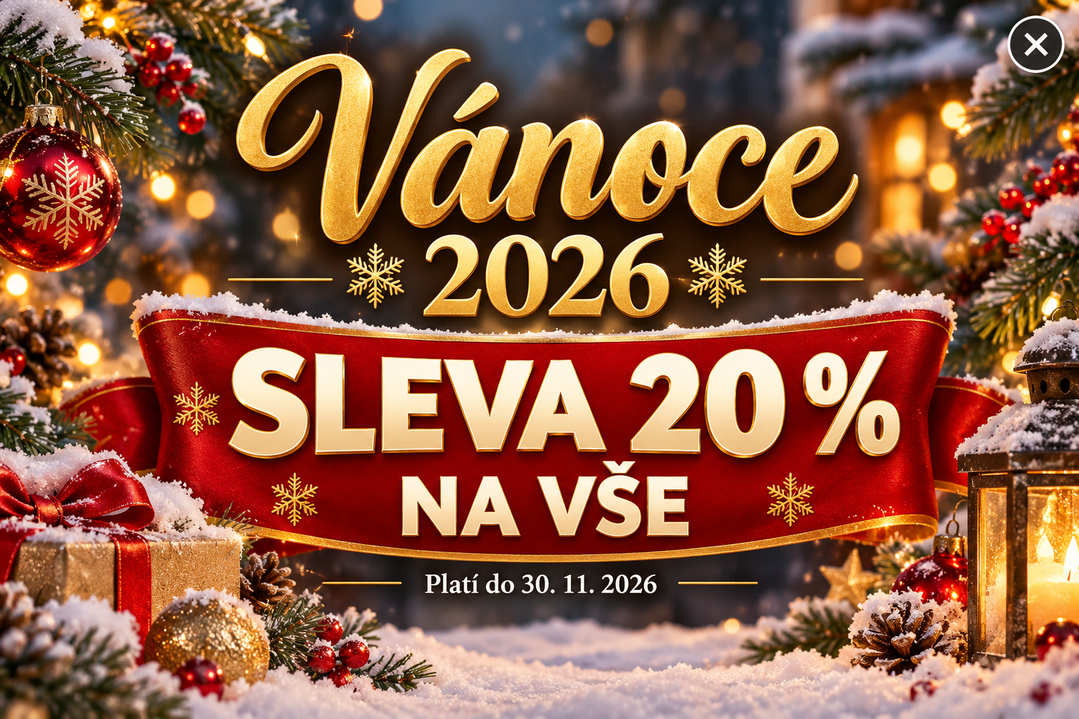 Vánoce 2026 – sleva 20 % na vše, platí do 30.11.2026